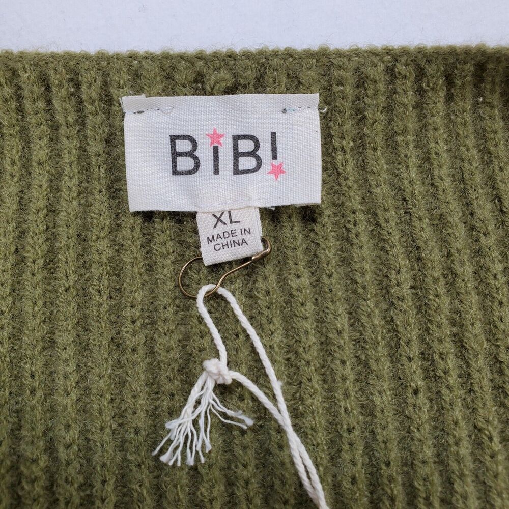 BiB! Sweater Womens XL Knit Scoop Neck Olive Green Long Sleeve New Preppy Casual - Picture 11 of 12